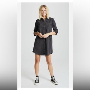 Madewell Charcoal Button-Front Mini Shirt Dress